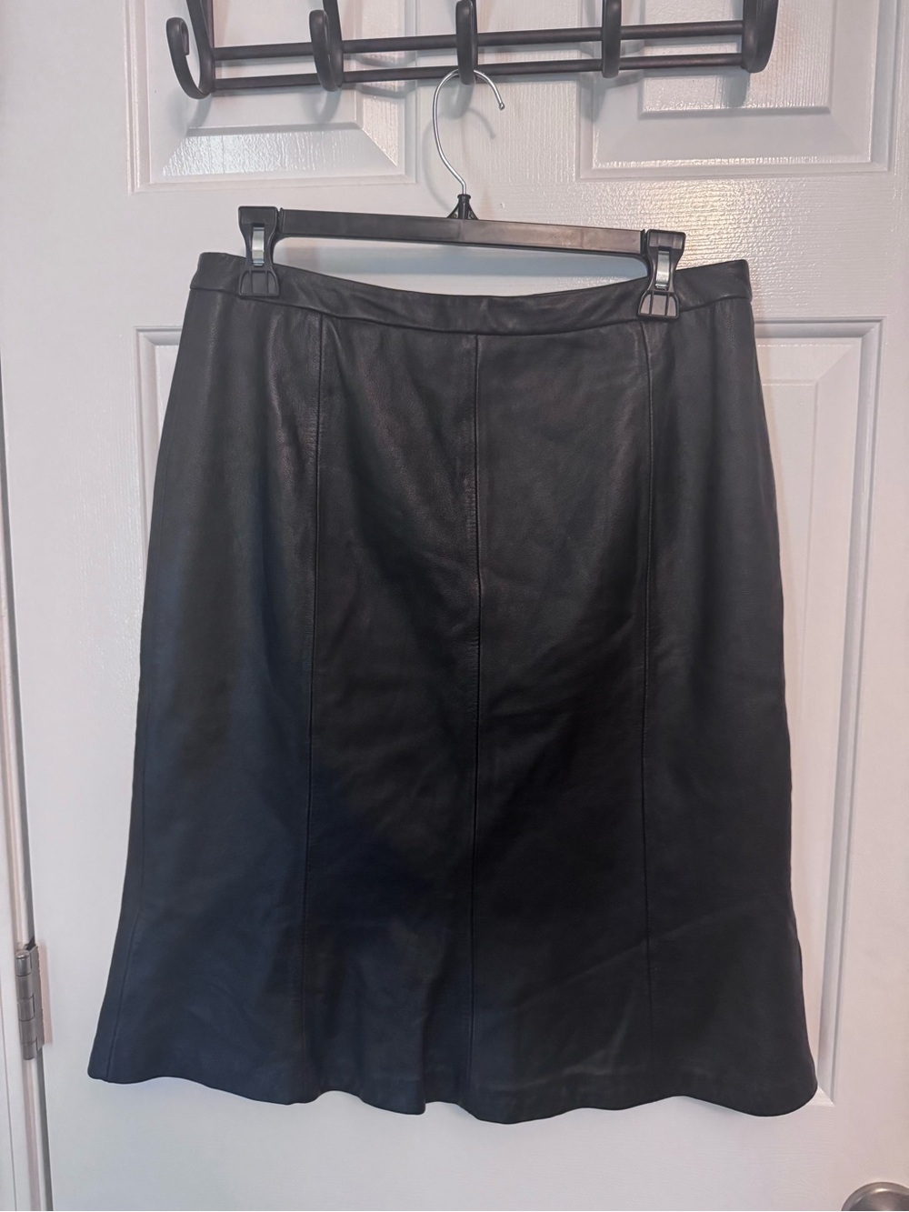 Vintage 100% Leather Skirt - Kasper A-Line Black Leather Pencil Skirt